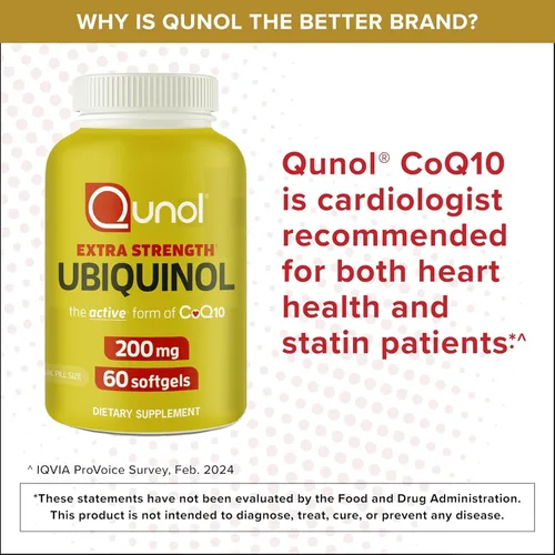 Vista 5 de Qunol Ubiquinol CoQ10 cápsulas blandas de 200 mg, potente antioxidante para la salud cardíaca y vascular, esencial para la producción de energía
