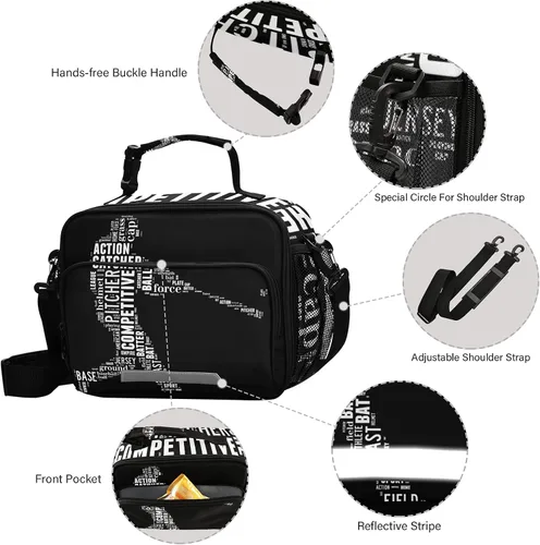 Vista 3 de Bolsa de almuerzo de béisbol aislada para sóftbol deportivo, bolsa enfriadora, contenedor de alimentos para hombres, mujeres y niños