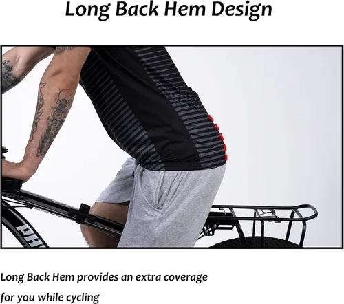 Vista 4 de Lohca Maillot de ciclismo de manga corta para hombre con 4 bolsillos