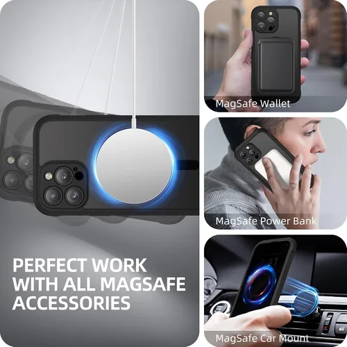 Vista 6 de BERFY Funda para iPhone 12 Pro Max, compatible con MagSafe, protector de pantalla de privacidad integrado y protección de cámara, antiespía