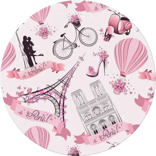 Vista 2 de Famame Romantic Paris - Mantel redondo ajustable con borde elástico, impermeable, con borde elástico, para interiores y exteriores, se adapta a