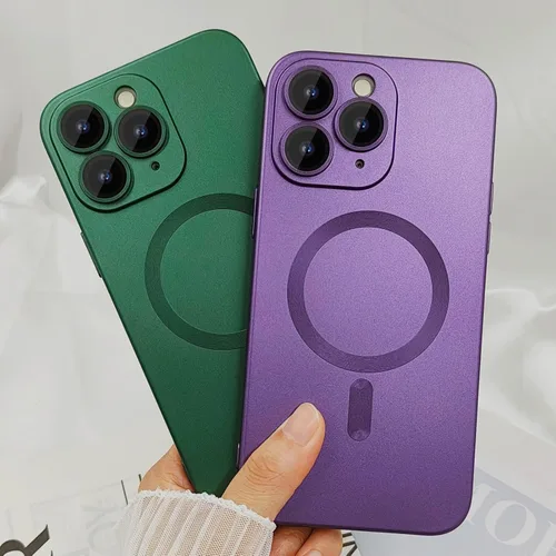 Vista 5 de ankofave Funda magnética para iPhone 11 Pro para mujer, diseño mate de lujo suave con brillo metálico con protector de lente de cámara, compatible