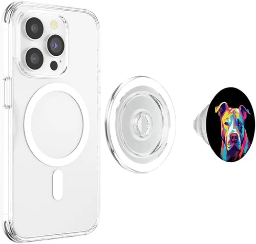 Vista 4 de Watercolor Colorful Dogo Argentino Dog PopSockets MagSafe PopGrip for iPhone