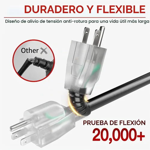 Vista 4 de Skrizcable Cable de extensión de calibre 10 de 50 pies para exteriores, cable de alimentación negro