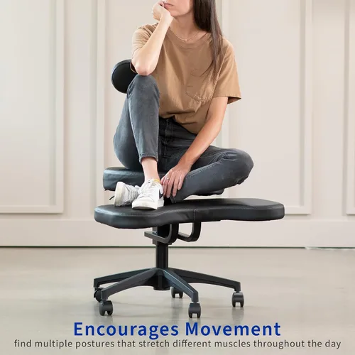 Vista 4 de VIVO Silla de oficina móvil con patas cruzadas con soporte trasero para yoga meditación ADHD, altura ajustable, negro, CHAIR-CL02B