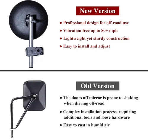 Vista 5 de Buling Doors off Mirrors - Espejos retrovisores profesionales todoterreno 2025, diseño mejorado compatible con Jeep Wrangler JL/JLU 2018-2023 y Jeep