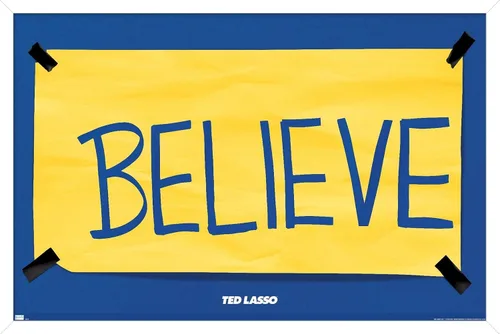 Vista 14 de Trends International Ted Lasso - Póster de pared Believe, 14.725 x 22.375 pulgadas, versión enmarcada de madera de granero