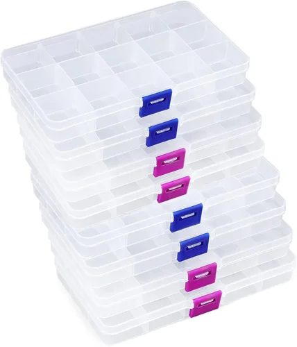 Vista 10 de Opret Paquete de 2 cajas de almacenamiento de plástico de 36 rejillas, contenedores organizadores de manualidades y almacenamiento con separadores