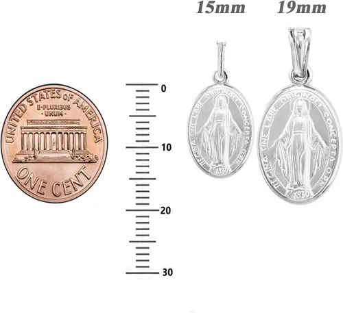 Vista 3 de Ritastephens Collar con colgante de plata de ley milagrosa con medalla de oración latina de oración latina (0.47, 0.59, 0.79 pulgadas, 0.79 pulgadas)