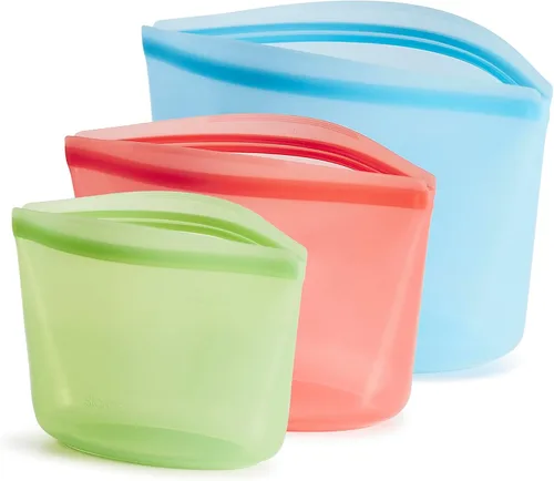 Vista 13 de Bolsas de almacenamiento de alimentos reutilizables de silicona premium Stasher, paquete de 3 unidades, multiusos, bolsas de almacenamiento