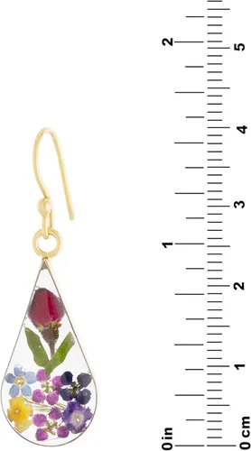 Vista 2 de Amazon Essentials Pendientes de plata de ley con forma de lágrima de flor prensada (anteriormente Amazon Collection)