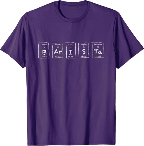 Vista 19 de Barista Espresso Latte Cappuccino Coffee Periodic Table T-Shirt Asphalt Grey
