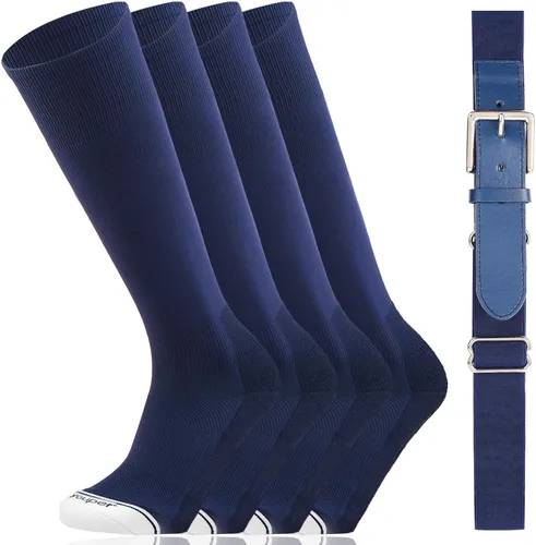 Vista 16 de Youper Combo de calcetines de béisbol y cinturón de élite juvenil (2 pares de calcetines y 1 cinturón)