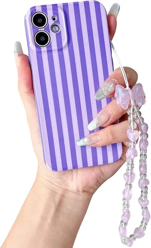 Vista 37 de Bonita funda a rayas para iPhone 6 Plus iPhone 6s Plus con cadena de cuentas, estética suave y delgada, funda protectora de poliuretano