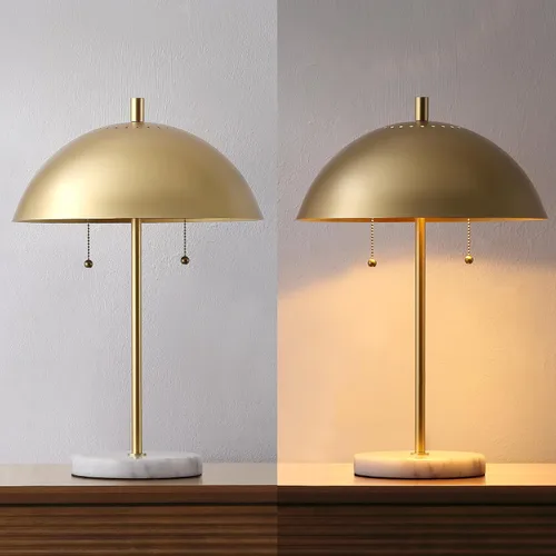 Vista 6 de JONATHAN Y Lámpara de mesa LED de 20.7 pulgadas de mármol dorado/blanco con 2 luces para decoración moderna de noche, lámpara de escritorio