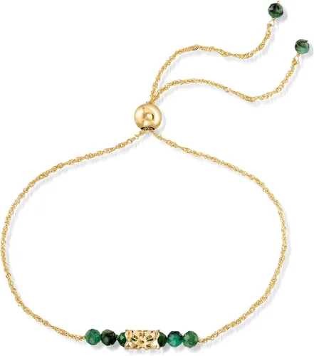 Vista 3 de Ross-Simons Pulsera Bolo de cuentas de esmeralda de 100 quilates en oro amarillo de 14 quilates Gema esmeralda