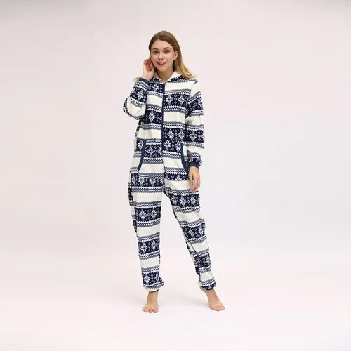 Vista 5 de Pijama de Navidad para mujer, ultra cómodo, para descansar, peludo 654321, mameluco con capucha, ropa de dormir para el hogar