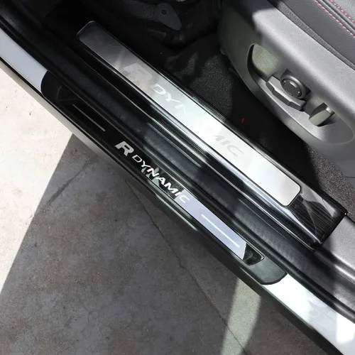 Vista 3 de ABS 4 unids umbral de la puerta trasera Scuff Plate Guards Trim para Land Rover Discovery Sport 2019 2020 (negro)