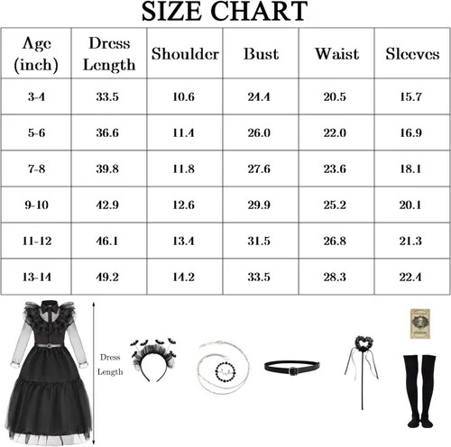 Vista 5 de Disfraz iluminado para niñas, disfraces de Halloween con cinturón, collar, calcetines, banda para el cabello, varita