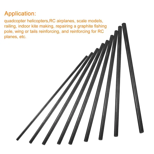 Vista 4 de MECCANIXITY Varilla de fibra de carbono, 0.020 in x 3.937 in para avión RC DIY herramienta ala tubo brazo cuadricóptero, paquete de 6