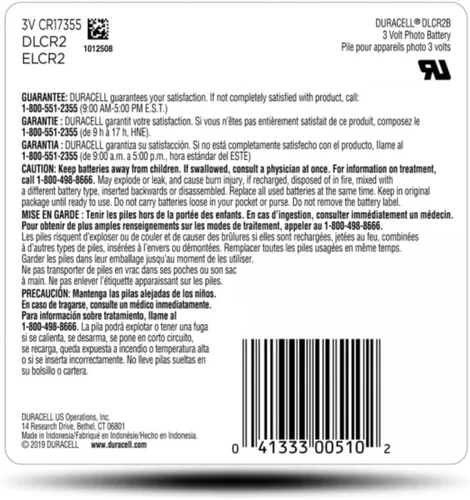 Vista 2 de Duracell Batería de litio de ultra alta potencia, CR2, 3V