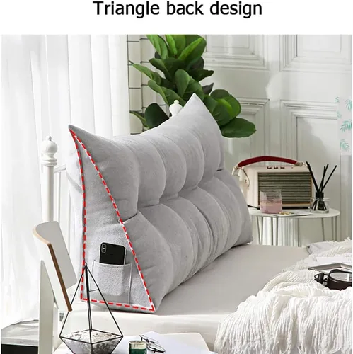 Vista 2 de HHXX Almohada de respaldo de cama, cojín de cuña triangular, respaldo tapizado para cabecero, soporte para sentarse en la cama, soporte de respaldo