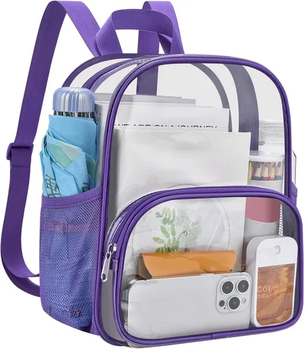 Vista 9 de USPECLARE Minimochila Transparente Aprobada para Estadio para Niños Pequeños y Niñas, Concierto, Festival, Eventos Deportivos, Aguamarina, Mediana