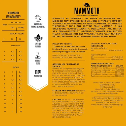 Vista 5 de Mammoth P potenciador de floración, 8 onzas líquidas