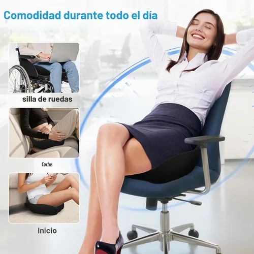 Vista 4 de Cushzone Cojín para Asiento, Cojines de Espuma de Memoria para Silla de Oficina, Diseño Ergonómico Curvo para Ciática, Coxis, Cóccix, Respaldo