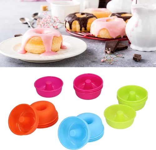Vista 9 de 16 moldes de rosquilla, molde de silicona para tartas, mini moldes redondos para hornear, 3 pulgadas