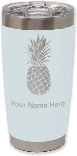 Vista 10 de LaserGram Vaso aislado al vacío de 20 onzas, piña, grabado personalizado incluido (negro)