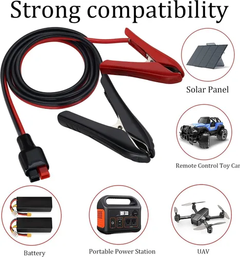 Vista 7 de Alli-Gator Cable de clip de cocodrilo de 12AWG 45A (an-der-Son) Cable de clip de cocodrilo a cable de clip de cocodrilo Alli-Gator C-Lip a 45A Cable