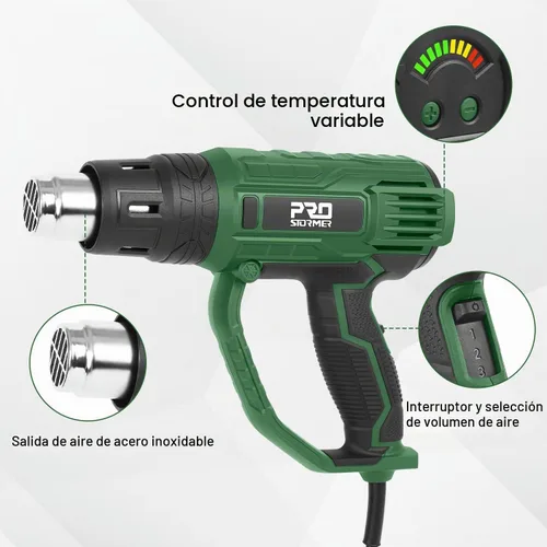 Vista 3 de Pistolas de calor Prostormer de 2000 W, pistola de aire caliente de 140 °F-1022 °F (60 °C-550 °C) con control de temperatura variable para 3