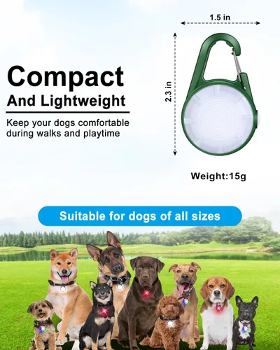 Vista 5 de Paquete de 2 luces para collar de perro, luces recargables para perro para caminar de noche con clip, collar LED impermeable de 4 modos para correr