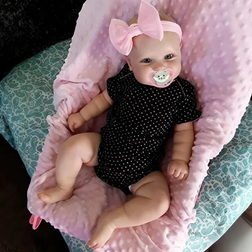 Vista 4 de iCradle Lovely Real Look Reborn Baby Doll Girl 20 pulgadas 19.7 in cuerpo completo suave vinilo muñeca bebé realista pintado pelo recién nacido