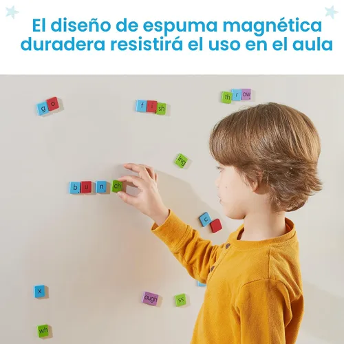 Vista 5 de hand2mind Phonics - Azulejos magnéticos de letras para construcción de palabras, reconocimiento de letras para jardín de infantes, sonidos