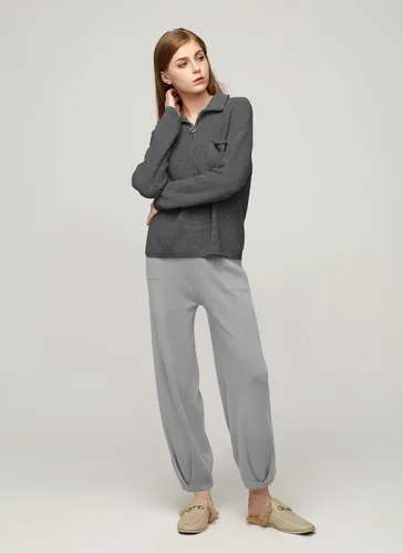 Vista 3 de softome Conjunto de 2 piezas para mujer, suéter de manga larga, con cremallera de 14, suéter de punto, pantalones casuales, conjunto de ropa