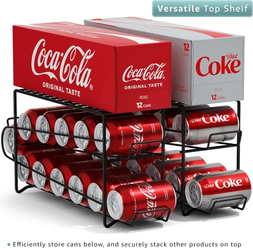 Vista 8 de Sorbus Soda - Dispensador y organizador de bebidas para 12 latas estándar de 12 onzas, compatible con refrigerador (1 paquete, negro)