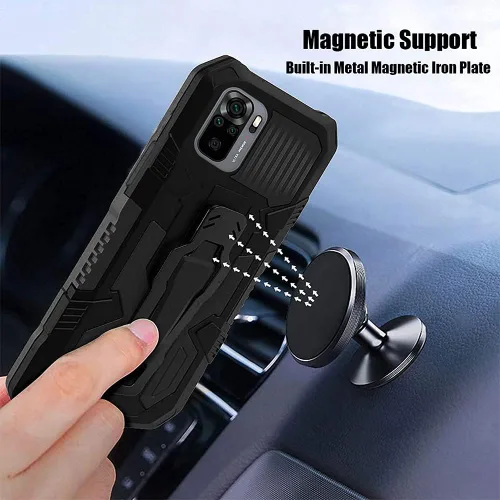 Vista 3 de Funda para Xiaomi Redmi Note 10 4G/Redmi Note 10S con [Paquete de 2] Protector de pantalla de vidrio templado, funda híbrida resistente de doble