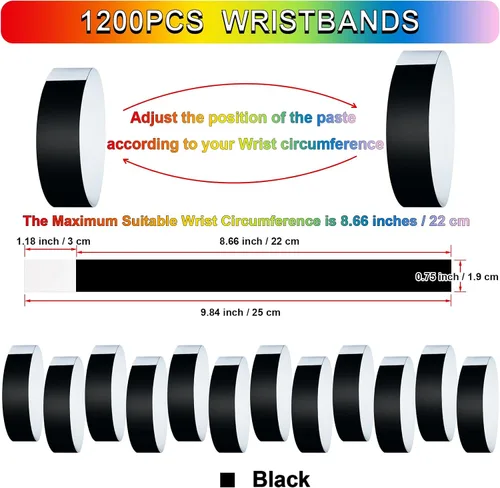 Vista 2 de 1200 piezas de pulseras de papel de plástico para eventos, pulseras de color neón para conciertos, pulseras de identificación, pulseras de papel