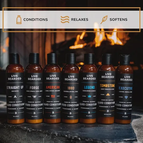 Vista 4 de Live Bearded Acondicionador para barba, 8 onzas líquidas, fortalece y suaviza el vello facial, fabricado en los Estados Unidos, ingredientes