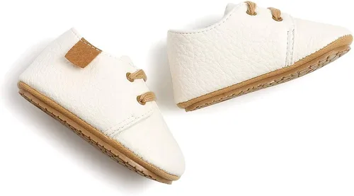 Vista 3 de Meckior - Tenis tipo botín para niños y niñas pequeños de 1 a 3 años con suela suave antideslizante de cuero sintético. Mocasines para bebés recién