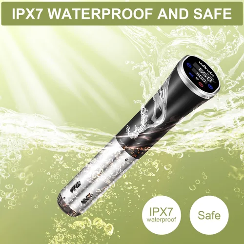 Vista 6 de Sous Vide, Olla de Sous Vide Wancle 1100W IPX7 Circulador de Inmersión Térmico Impermeable Con Función de Reserva, Fácil de Almacenar