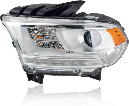 Vista 10 de Conjunto de faros delanteros negros compatible con Dodge Durango 2016 2017 2018, conjunto de faros de xenón con lente transparente lado izquierdo