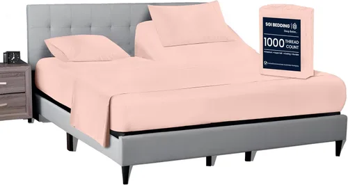 Vista 20 de SGI bedding Sábana Queen de 28" con Parte Superior Dividida Flex Head, 100% Algodón Egipcio, Cuenta de Hilos 1000, Sábana Superior Flex para Cama