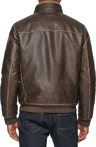 Vista 4 de Tommy Hilfiger Chaqueta bomber de piel sintética para hombre