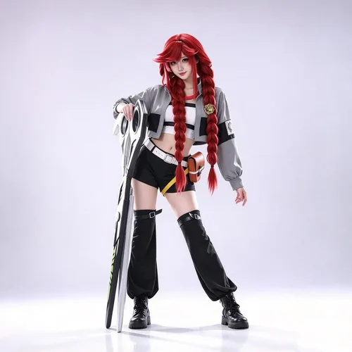 Vista 2 de Gachiakuta Riyo - Disfraz de cosplay para mujer, chaqueta gris, pantalones gris b