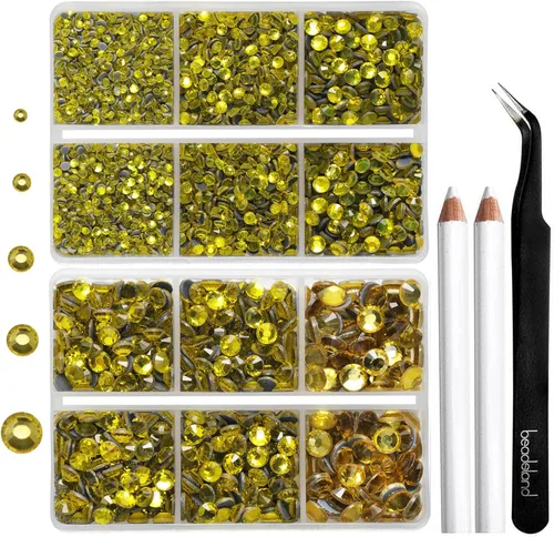 Vista 34 de 6736 piezas de diamantes de imitación termoadhesivos con parte trasera plana, diamantes de imitación morados para manualidades y ropa mezclados en 5