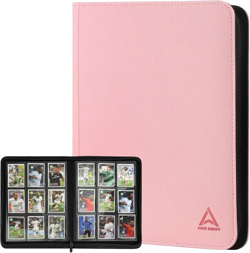 Vista 14 de Carpeta para tarjetas de 9 bolsillos, capacidad 540 con cierre de cremallera, de doble cara, resistente y elegante, protector de piel sintética