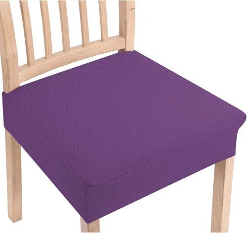 Vista 22 de Smiry Juego de 2 fundas de asiento elásticas de jacquard para sillas de comedor, extraíbles y lavables, sin fundas traseras, color azul aireado